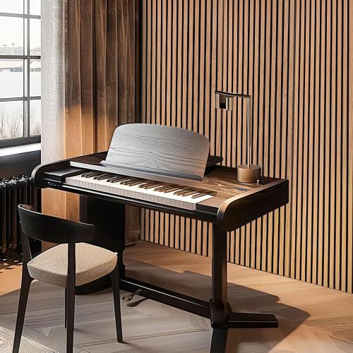 DOLLAR BOSS Wood Slat Acoustic Panels for Wall, 46.5 x 23.8 2Pcs Soundproof Absorbing Wall Panel with Wood Finish 3D Fluted, Oak