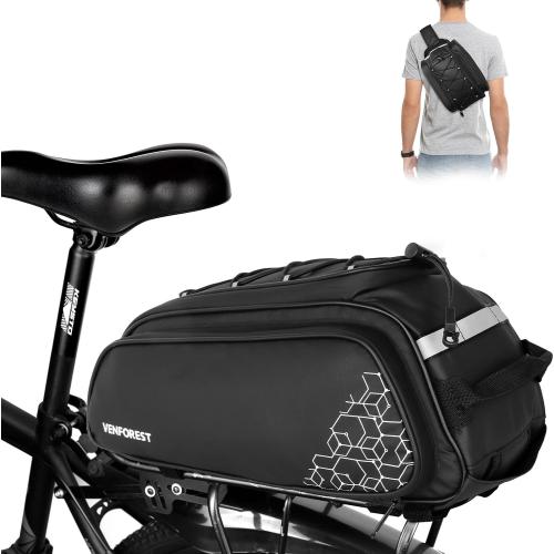 Bike Rear Rack Bag,20L PVC Waterproof Bike Trunk Bag for Road and Mountain Bikes,Multifunctional Bicycle Rear Seat Bag with Rain Cover Bike Saddle Bag for Cycling Trip (Black)