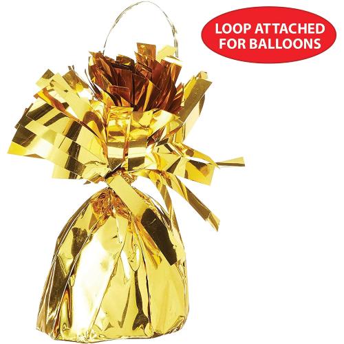 Beistle Metallic Wrapped Balloon Weight – 6 Pack, Gold Balloon Centerpiece Bouquet Holders, Party Decoration Accessories for Birthdays, Weddings, Graduations, and Retirement Celebrations, 6 Oz
