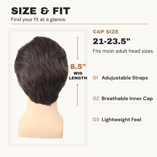 Short Brown Men Wig with Msutache and Sunglasses for 70s 80s Costume Cosplay Halloween Party