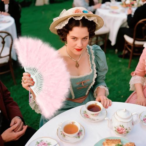 EOSAU Marabou Feather Fans Handheld, 1920s Vintage Hand Fan Foldable Pink