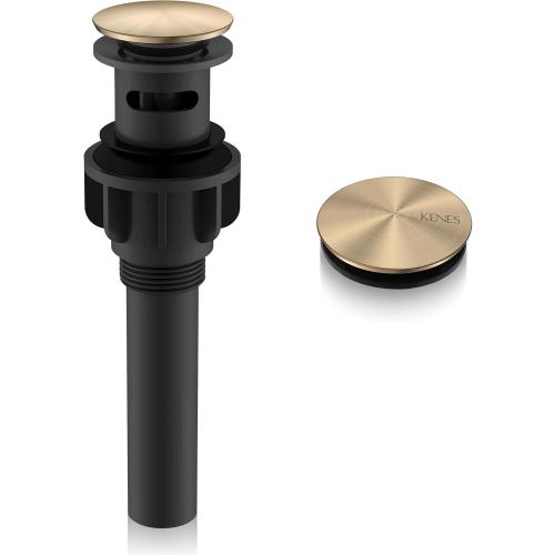 KENES Champagne Bronze Pop Up Bathroom Sink Drain Assembly with Overflow