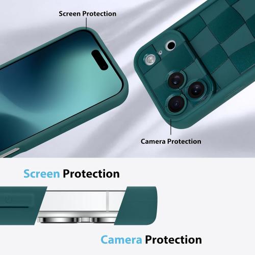 KANGHAR Compatible with iPhone 17 Pro Case 2025 Checkered Pattern -Green