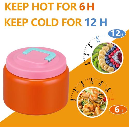 PIQUEBAR 8oz Kids Thermo for Hot Food,Small Lunch Thermo Food Container Stainless Steel,Easy Open Wide Mouth Thermo for Hot Cold Food for Preschool Travel