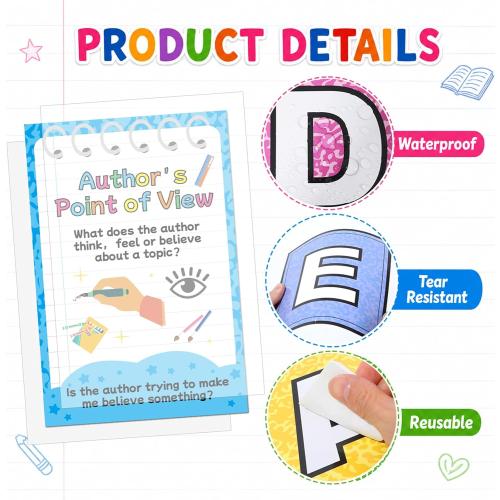 20Pcs Colorful Reading Strategies Posters for Classroom Reading Educational Motivational Bulletin Board Set Read Corner Posters for Back to School Library Chalkboard Wall Art Decor Teacher Supplies