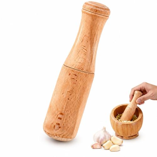 Wooden Pestle, 6.8-Inch Garlic Masher for Kitchen Use