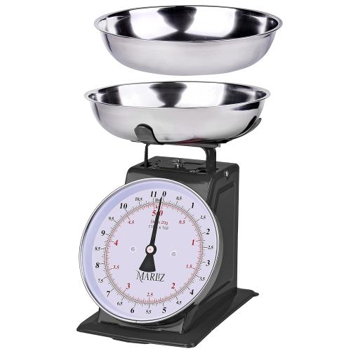 MARLIZ Kitchen Scale 11Lb/5Kg with 2 Bowls |Mechanical dial Scale| Vintage Kitchen Scale| Pesa para alimentos| bascula de cocina|Red|Bakers Scale