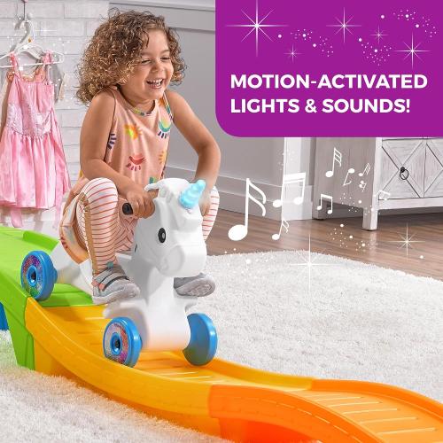 Step2 Unicorn Up & Down Roller Coaster Kids Ride On Toy, Push Car, Indoor/Outdoor Playset, Made of Durable Plastic, Max Weight 50 lbs., For Toddlers 2-5 Years Old, Multicolor