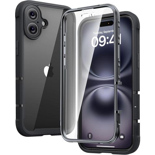 Diaclara Designed for iPhone 16 Case, Full Body Rugged Case with Built-in Touch Sensitive Anti-Scratch Screen Protector, with Camera Protection for iPhone 16 6.1 (Black)
