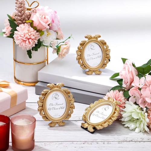 Vicenpal 4 Pcs Gold Mini Vintage Picture Frames Bulk, 3.2 x 4 Inch