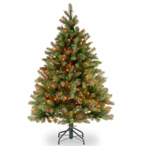 National Tree Co. Downswept Douglas Fir Hinged 4 1/2 Foot Pre-Lit Fir Christmas Tree
