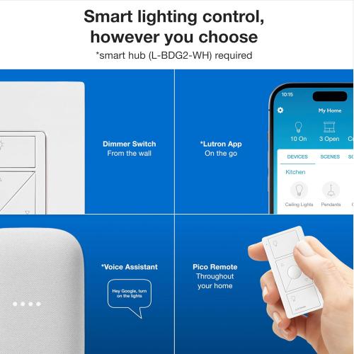 Lutron Caseta Smart Dimmer Switch (Smart Hub Required), No Neutral Required