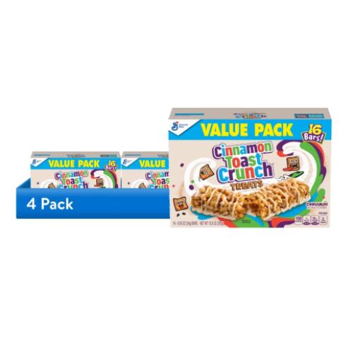 (4 pack) Cinnamon Toast Crunch Cereal Treat Bars, Snack Bars, Value Pack, 16 Ct, 13.6 oz