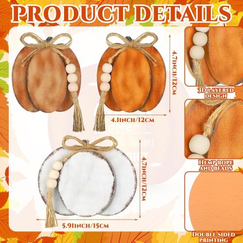 Cinnvoice 3 Pcs Fall Decorations for Home Pumpkin Table Decor