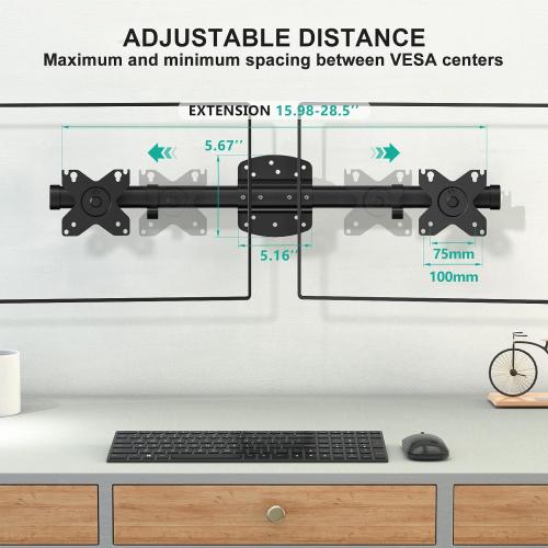 WALI Dual Monitor Wall Mount for 13-27 inch Screens, up to 22lbs