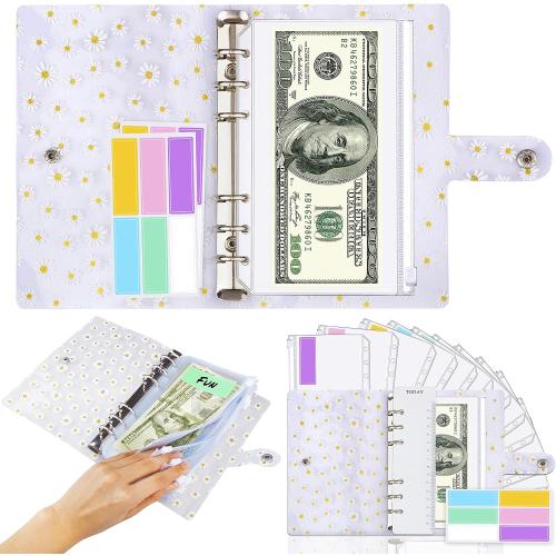 Saveyon Daisy A6 Budget Binder, 12 Clear Cash Envelopes for Budgeting, Zipper Envelopes, Money Organizer with Budget Envelopes for Saving, A Cute, Practical Solution for Organizing Your Budget