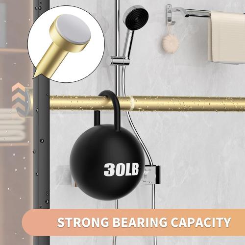 Gold Shower Curtain Rod 34-66 Inches(2.8-5.5ft) Never Rust Adjustable Shower Rod Spring Tension Non Slip No Drilling Shower Rods for Bathroom Garland Window