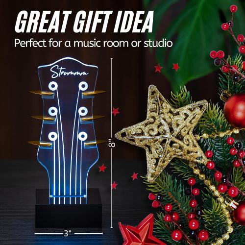 Color Changing Light Up Guitar Pick Holder. Authentic Classic Guitar Headstock Design Lamp with 7 Colors, USB Power, Holds 6 Picks, Great Guitar Gift for Men, Musicians & Guitarists (Classic)