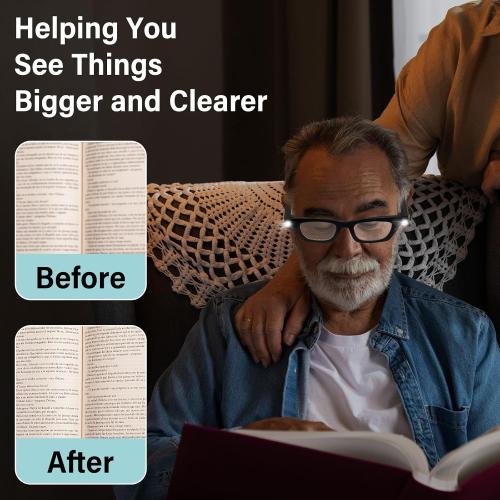 Magnifying Glasses with Light Rechargeable Reading Glasses Bright LED Readers with Lights for Close Work Reading