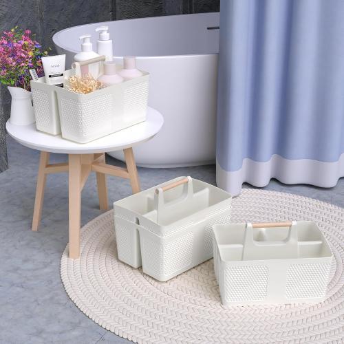 Shower Caddy Portable and Cleaning Caddy Organizer for Bathroom, Kitchen,Toiletries Storage, Caddy organizer with handle, Rust-Resistant, Durable Material(Milky White, 9.36L×7.73W×7.24H)