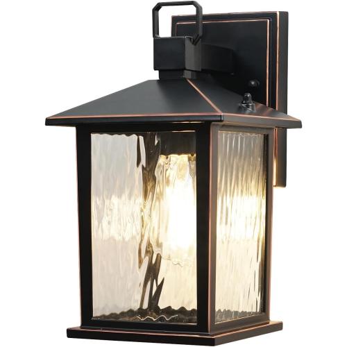 Oil-Rubbed Bronze Outdoor Wall Light, 12'' Porch Light Aluminum