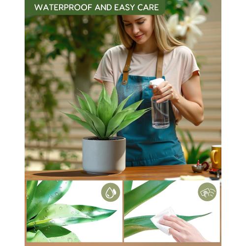 Velener Artificial Plant Outdoor Agave - Small Size UV Resistant Fake Agave Plants for Indoor and Outdoor Decor(14 Inch)-2 Pack