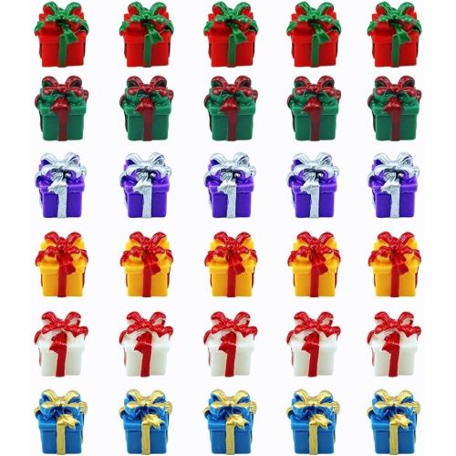 30 PCS Miniature Resin Gift Boxes Colorful Micro Holiday Presents Ornaments for DIY Crafts Festival Tabletop Decors