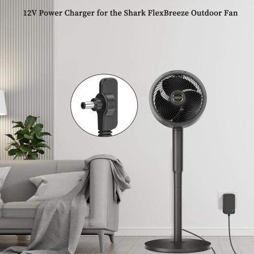 12V Charger Compatible with Shark FlexBreeze Outdoor Fan FA222, FA222WH, FA302, and FA302WH Wireless Portable Fan Adapter Power Cables