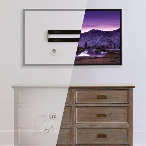 In-Wall Cable Concealer Power Grommet Kit for Mounted TVs - White
