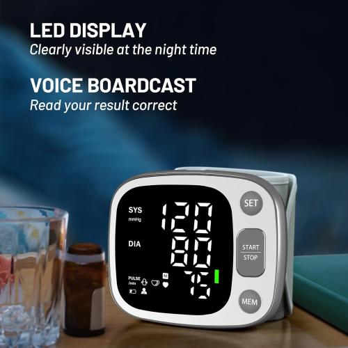Oklar Wrist Blood Pressure Monitor, FDA Cleared Rechargeable BP Machine