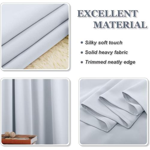 PONY DANCE Greyish White Room Darkening Kitchen Curtains 2 Panels Set,Thermal Insulated Small Window Treatment Heavy Duty Privacy Tiers for Laundry Bedroom Bathroom(2 Panels, W 34 x L 36 inches)