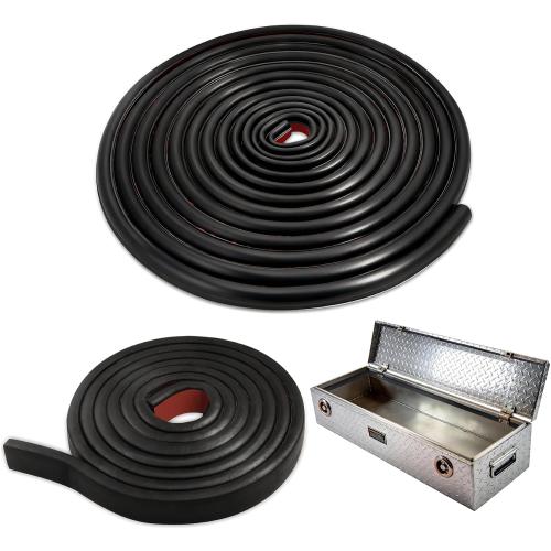 2 Pack Toolbox Weather Seal Gasket  D-shaped Seal Strip Solid Square SealStrip Self Adhesive EPDM Rubber for Most Truck Pickup Trailer Toolboxes