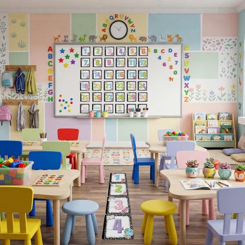 AmazingSpark 36 Pcs Large 6'' Composition Notebook Line up Spots for Classroom Waterproof Floor Number Sticker Classroom Line up Spot Decal Marker for Preschool Kindergarten Back to School(Cute)