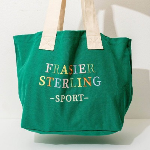 Frasier Sterling Sport Rainbow Logo Tote Bag Cream/Green: Cotton Canvas Handbag