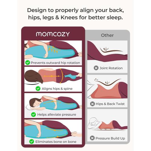 Momcozy J Shaped Pregnancy Pillow, Maternity Body Pillow for Side Sleepers