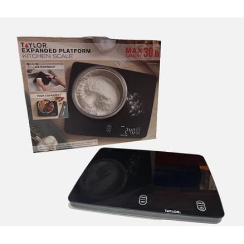 Taylor Expanded Platform Digital Kitchen Scale, Waterproof, 30 lb Capacity, Black‼️light dirt‼️