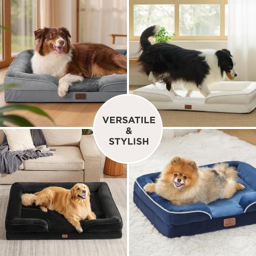 Bedsure XL Orthopedic Dog Bed for Extra Large Dogs - Washable XLarge Dog Cat Bed Waterproof, Comfort Dogs Couch Sofa with Washable Removable Cover, Pet Bed with Nonskid Bottom, Grey, 42