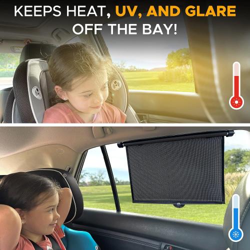 EcoNour Car Window Shades for Baby (2 Pack) Side Sunshade, Sun Visor