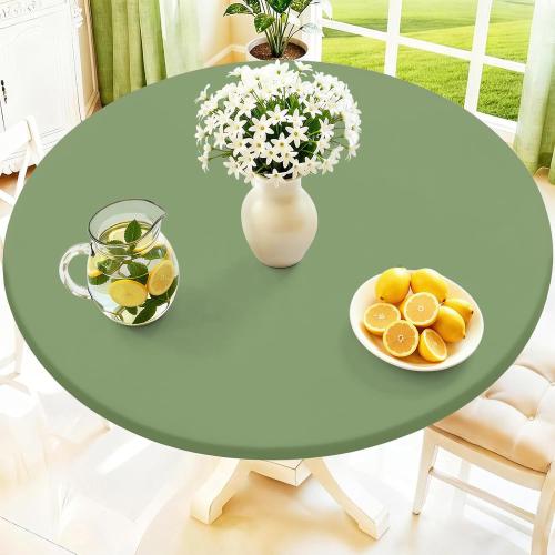 Moosfor Spandex Round Tablecloth, Fitted Table Cloth for 45-56 Tables