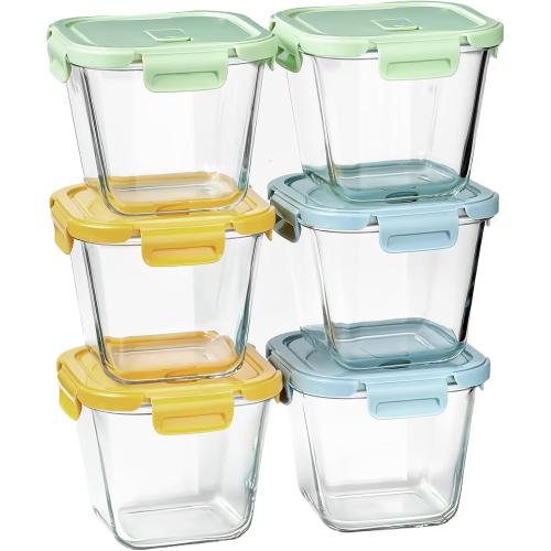 Borosilicate Glass Soup Containers with Lids, 4 Cup/32 oz, 6 Pack