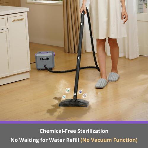 Steam Cleaner: 1650W, Fast 50-Sec Heat-Up-21-Piece Kit Refill Anytime-No Cooling-Detachable Hose Steamer Mop for Home Use Car Bed Bathroom Tile Grout Floor Cleaning And More Black