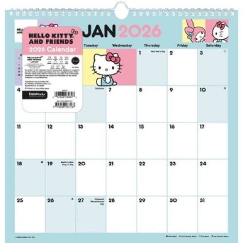 Trends International 2026 Hello Kitty and Friends Spiral 12x12.25 Wall Calendar