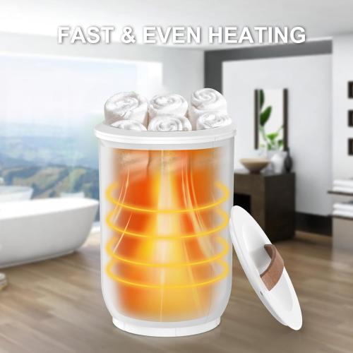 Large Towel Warmer for Bathroom - Heated Towel Warmers Bucket, Wood Handle, Auto Shut Off, Fits Up to Two 40X70 Oversized Towels, Bathrobes, Blankets, for Mother's Gifts, White
