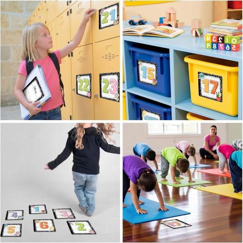 AmazingSpark 36 Pcs Large 6'' Composition Notebook Line up Spots for Classroom Waterproof Floor Number Sticker Classroom Line up Spot Decal Marker for Preschool Kindergarten Back to School(Cute)