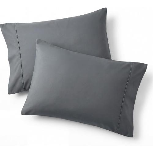 Bedsure Pillow Cases Standard Size Set of 2 - Dark Grey Brushed Microfiber Pillowcases, Super Soft and Cozy Pillow Sham Covers with Envelope Closure, Wrinkle, Fade Resistant, 20x26 Inches