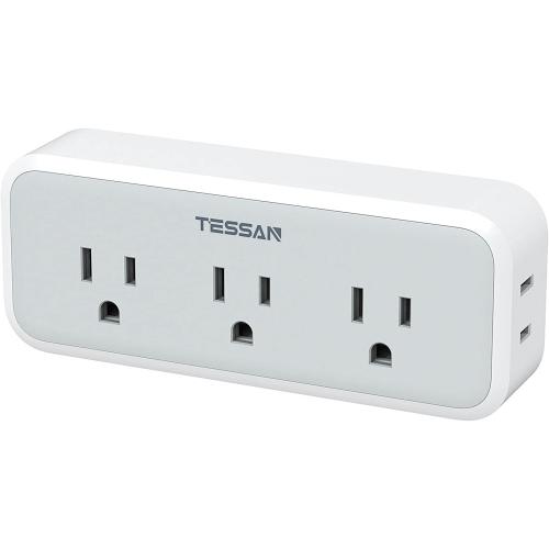 Pack of 2, Multi Plug Outlet Extender, TESSAN Surge Protector Wall Plug Splitter with 5 Electrical Outlet Expander, Multiple Plug Adapter for Travel Home Office