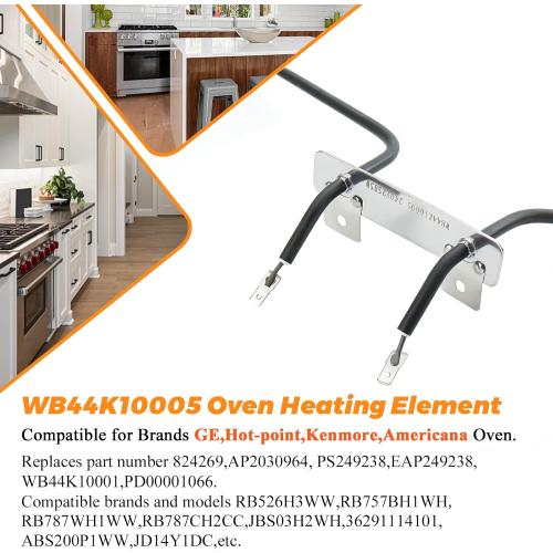 WB44K10005 WB44K10001 WB30X46987 Oven Bake Element Fit for GE Hotpoint Americana Oven Element RBS360DM4BB RB526h3WW RB757BH1WH RB787WH1WW RBS160DM4WW Replaces PS249238 AP2030964 PD00001066 by Blutoget