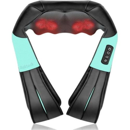 Nekteck Shiatsu Neck and Back Massager with Soothing Heat, Electric Deep Tissue 3D Kneading Massage Pillow for Shoulder, Leg, Full Body Muscle Pain Relief, Car, Office and Home Use Blue