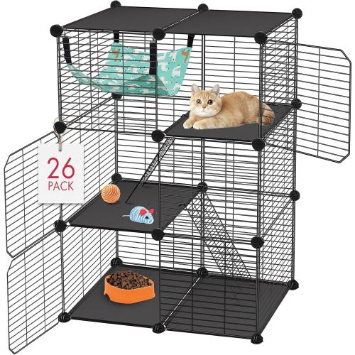 VISCOO Cat Cage(for Kitten), 3-Tier DIY Catio Cat Enclosures, 24x16x 36