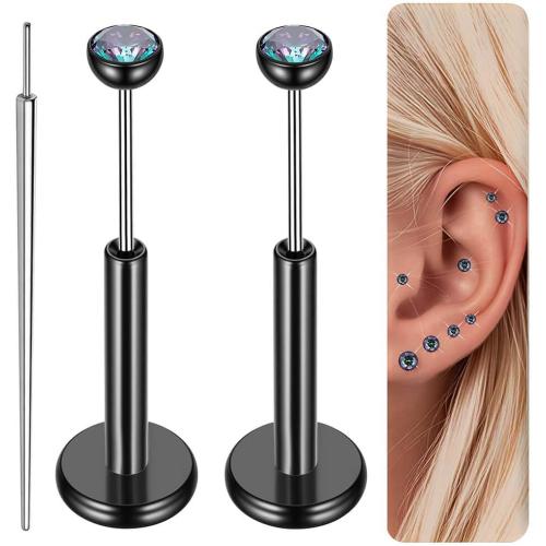 Gotumo 16G 18G 20G Flat Back Earrings Stud Titanium Threadless Nose Rings Tragus Labret Cartilage Lip Medusa Conch Body Piercing Jewelry Hypoallergenic for Women Men